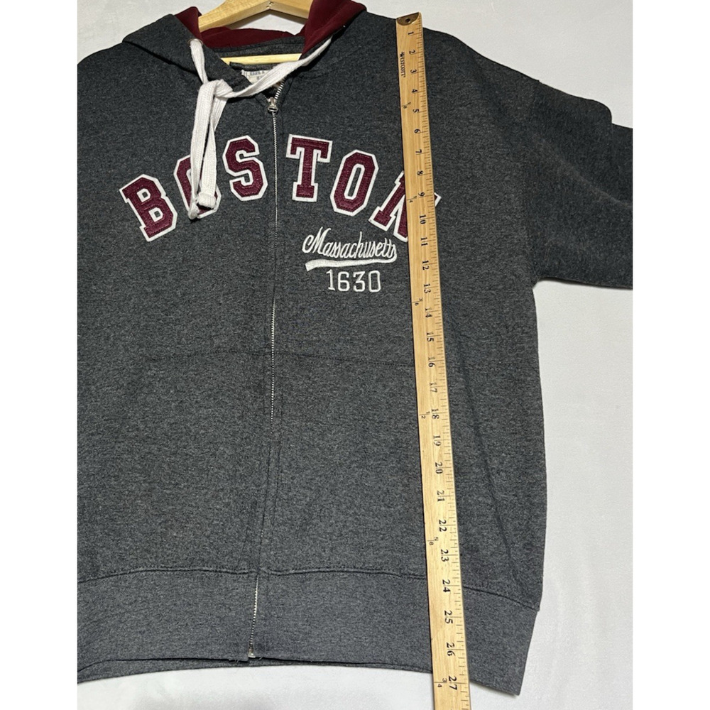 Boston Mass Spellout 1630 Full Zip Full Zip Hoodie Size Medium Gray Sweatshirt - Picture 7 of 10